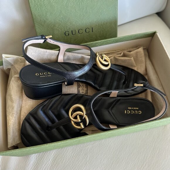 NEW Women's Double G Block Heel Thong Sandals Sz 37.5 EU - Picture 9 of 11